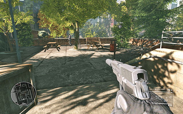 It's also worth killing the enemy walking on the left - it will make things easier later on - Get through the park undetected - Act 2 - Ghost of Sarajevo - Sniper: Ghost Warrior 2 - Game Guide and Walkthrough