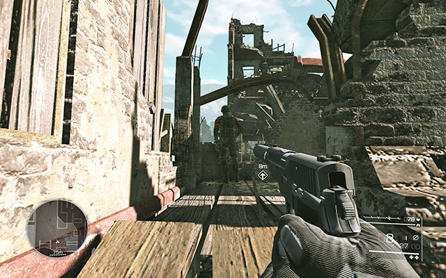 Climb the rubble while looking out for the soldier on the upper floor - eliminate him silently - Reach the hotel - Act 2 - Ghost of Sarajevo - Sniper: Ghost Warrior 2 - Game Guide and Walkthrough