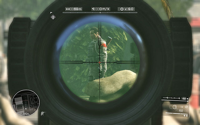 The next two can be easily killed by shooting a grenade held by the belt by one of them - Reach the hotel - Act 2 - Ghost of Sarajevo - Sniper: Ghost Warrior 2 - Game Guide and Walkthrough