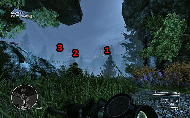 A bit further you will have to eliminate three sniper in far away towers [430m], [530m] and [800m] - Meet with Diaz - Act 3 - Knife in the Dark - Sniper: Ghost Warrior 2 - Game Guide and Walkthrough