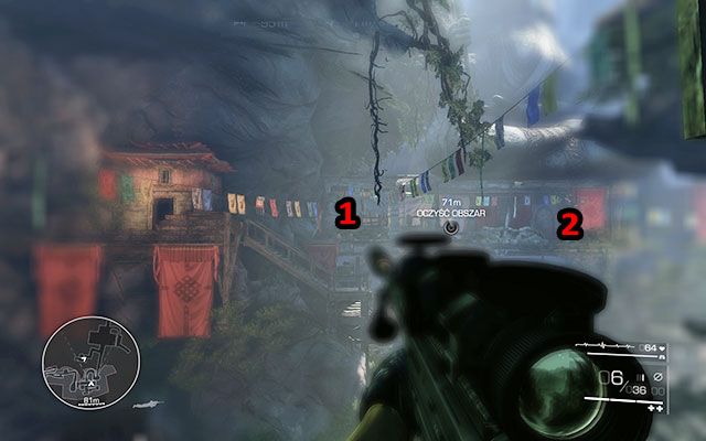 Run up the stairs to the vantage point, from where you will be able to take out seven enemies - Reach the vantage point and kill the enemies - Act 3 - Burning Bridges - Sniper: Ghost Warrior 2 - Game Guide and Walkthrough