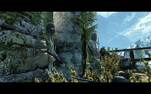 Cross the bridge and run below the pillar on the left side - Follow Diaz and eliminate the indicated targets - Act 3 - Bad Karma - Sniper: Ghost Warrior 2 - Game Guide and Walkthrough