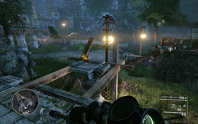 After clearing the first village, when you will be passing by small building, run onto the first on the right - the secret is on a pillar - Knife in the Dark - Secrets - act 3 - Sniper: Ghost Warrior 2 - Game Guide and Walkthrough