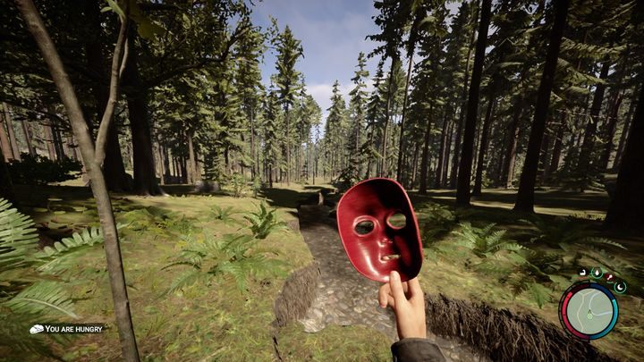 Equipping the mask stops the encountered cannibals from attacking you - Sons of the Forest: How to get the Red Mask? - Basics - Sons of the Forest Guide