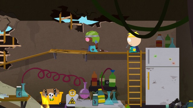 Climb up the ladder and hit the plank hanging down from the ceiling - Call the Banners part 2 Tweek - Walkthrough - South Park: The Stick of Truth - Game Guide and Walkthrough