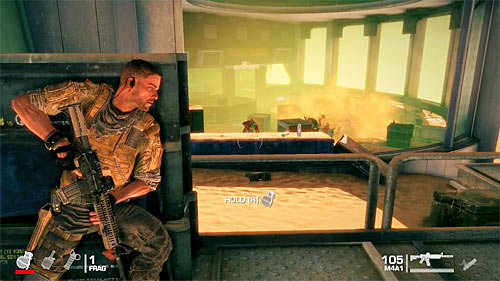 Go towards the room visible in distance and watch out for enemies who will appear inside - Chapter II - The Dune - p. 1 - Game Walkthrough - Spec Ops: The Line - Game Guide and Walkthrough