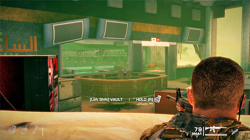 Carefully approach the room guarded by enemies, trying to stop them from using the nearby machine gun - Chapter II - The Dune - p. 1 - Game Walkthrough - Spec Ops: The Line - Game Guide and Walkthrough