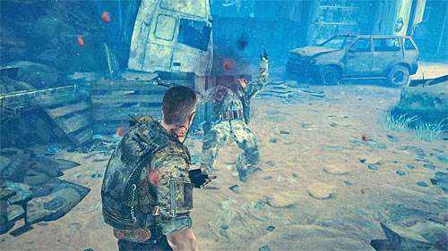 You start this chapter in a very difficult position, because you have only Desert Eagle pistol and you're surrounded by enemy units - Chapter VI - The Pit - p. 1 - Game Walkthrough - Spec Ops: The Line - Game Guide and Walkthrough