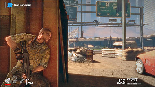 Next phase of the battle is connected with elimination of enemies hiding inside the bus wreckage and there would be nothing special in it, if not the fact that there is a machine gun position - Chapter VII - The Battle - Game Walkthrough - Spec Ops: The Line - Game Guide and Walkthrough