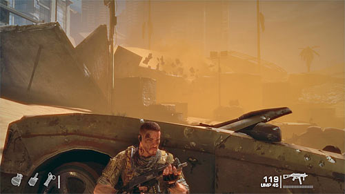 BE CAREFUL, because after entering new area you'll be attacked from the left by second stationary gun - Chapter VII - The Battle - Game Walkthrough - Spec Ops: The Line - Game Guide and Walkthrough