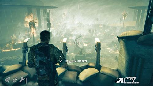 Now head to the left and use one of the interactive hooks to rappel down - Chapter VIII - The Gate - Game Walkthrough - Spec Ops: The Line - Game Guide and Walkthrough