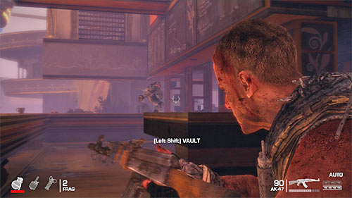 Once you land on the lower balcony, hide behind the closest cover and attack enemies approaching you - Chapter XI - Alone - Game Walkthrough - Spec Ops: The Line - Game Guide and Walkthrough