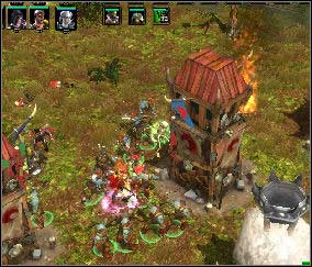 After entering the portal (1) go to your headquarter (2) - DraghLur | Chapter: The Storm on DraghLur - Chapter: The Storm on DraghLur - Spellforce 2: Shadow Wars Game Guide