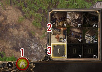 Construction menu (1) is displayed in the bottom right corner of the screen - Interface - Basics - SpellForce 3 Game Guide