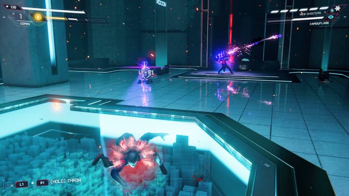 In the next phase of the fight, you will return to the lower level of the building - Spider-Man Miles Morales: The Tinkerer boss - how to defeat him? - Bosses - Spider-Man Miles Morales Guide