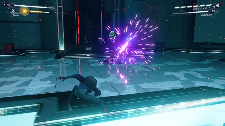 After another cinematic interlude, you will find yourself in the final phase of the battle - Spider-Man Miles Morales: The Tinkerer boss - how to defeat him? - Bosses - Spider-Man Miles Morales Guide