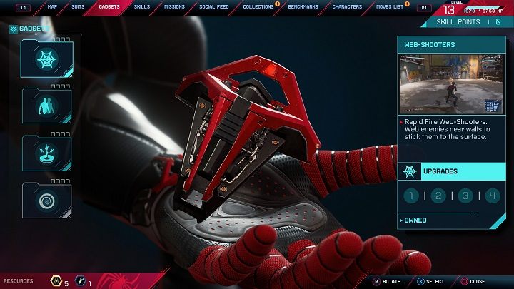 You will get access to the "Gadgets" tab in the game menu after completing the 2nd main mission - Parting gift - Spider-Man Miles Morales: Web Launchers - modification list - Gadgets - Spider-Man Miles Morales Guide