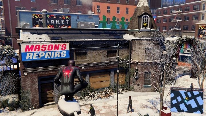 When you get to the designated location, jump through the window of the roof tower - Spider-Man Miles Morales: Someone Left the Lights On walkthrough - Main missions - Spider-Man Miles Morales Guide