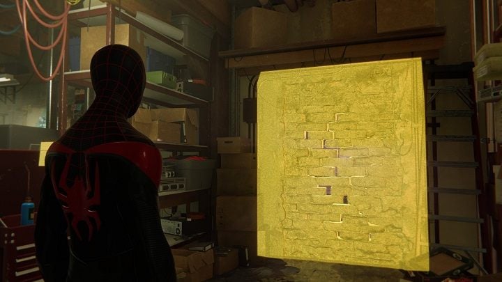 There will be a brick wall near the desk - Spider-Man Miles Morales: Someone Left the Lights On walkthrough - Main missions - Spider-Man Miles Morales Guide