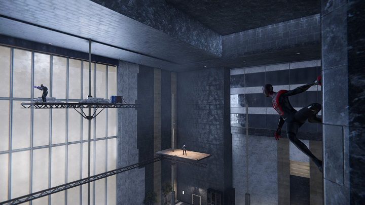 You will hear the Underground members talking about a meeting on the lower level of the building - Spider-Man Miles Morales: Underground Undercover walkthrough - Main missions - Spider-Man Miles Morales Guide