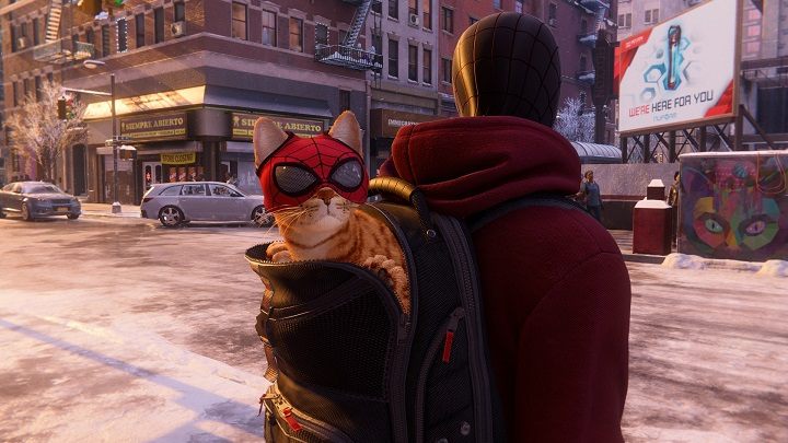 After completing the storyline and the side mission Looters, go back to Teo's store - Spider-Man Miles Morales: Cats Pajamas - walkthrough - Side missions - Spider-Man Miles Morales Guide