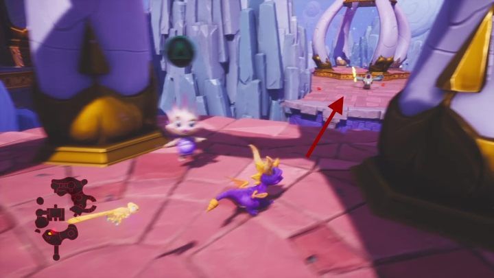You can jump from the top of the building onto the next platform - Cloud Spires | Spyro: Year of the Dragon Walkthrough - Sunrise Spring - Spyro Reignited Trilogy Guide