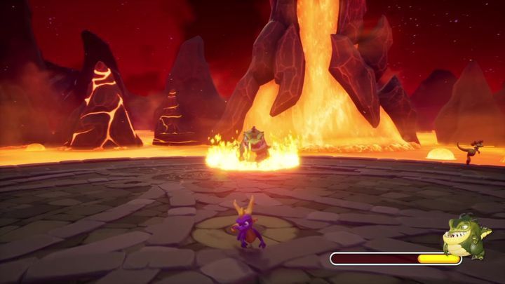 In the final stage of the fight, Buzz will also launch fiery missiles - Buzz - Bosses - Spyro Reignited Trilogy Guide