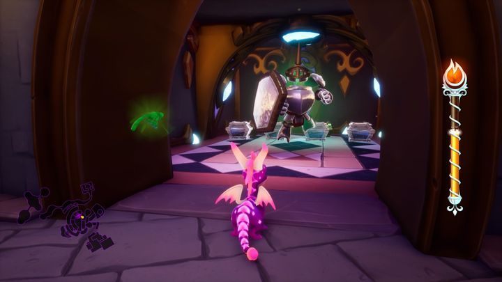 In the following rooms you will find a lead soldier guarding a large number of crystals, a dragon to save and two passages - Haunted Towers | Spyro The Dragon Walkthrough - Dream Weavers - Spyro Reignited Trilogy Guide