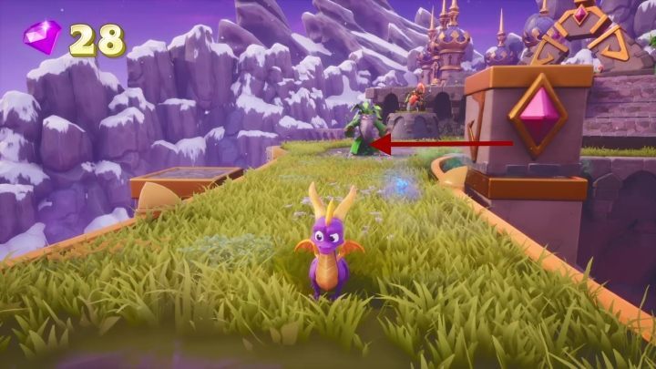Follow the path - you will come across another beast and a druid who moves rocks - Alpine Ridge | Spyro The Dragon Walkthrough - Magic Crafters - Spyro Reignited Trilogy Guide