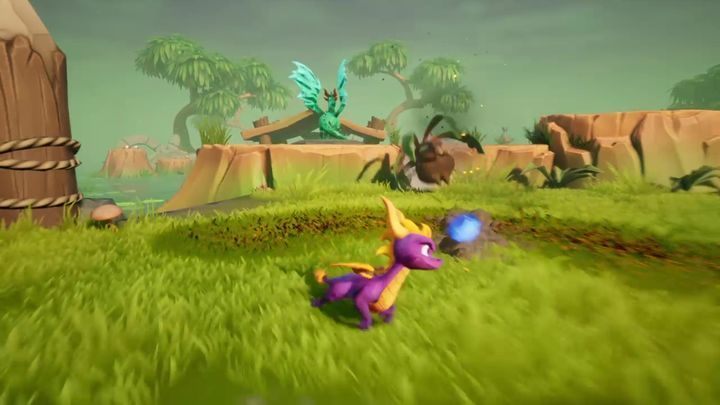 The first crystalized dragon is on the ledge next to this island - Misty Bog | Spyro The Dragon Walkthrough - Beast Makers - Spyro Reignited Trilogy Guide