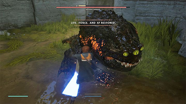 An additional method of returning to full strength is to hit the enemy that previously killed the main character - How to heal the hero in Jedi Fallen Order? - Combat - Star Wars Jedi Fallen Order Guide