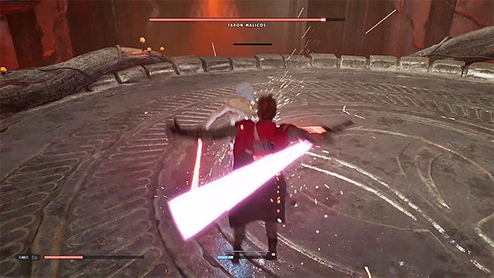 Follow the same tactic used during the duel with the Ninth Sister - try to deplete the bosss stamina bar - Chapter 5 Return to Dathomir and fighting with Malicos | Fallen Order Walkthrough - Main Story - Star Wars Jedi Fallen Order Guide