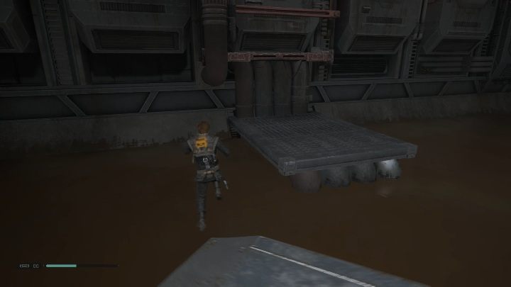 To move on, you just have to jump onto the mechanism and go through it to the other side of the site - How to install the mechanism on Kashyyyk in Jedi Fallen Order? - Riddles - Star Wars Jedi Fallen Order Guide