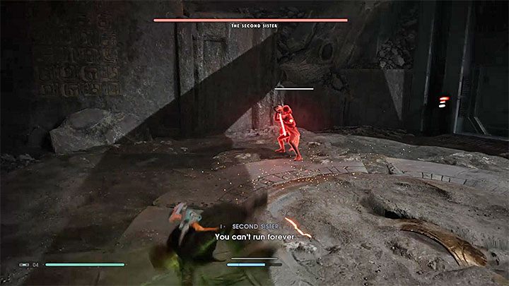 The Second Sister also has a red attack - the first variant is a lightsaber thrust - The Second Sister (Zeffo) | Fallen Order Boss - Bosses - Star Wars Jedi Fallen Order Guide