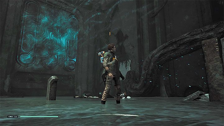 Start solving the puzzle by interacting with the left pedestal to enable the gravity attraction system in this room - Chapter 3 Tomb of Miktrull | Fallen Order Walkthrough - Main Story - Star Wars Jedi Fallen Order Guide