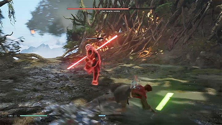 The Ninth Sisters much more dangerous new attack is her red charge - Chapter 4 The Ninth Sister and leaving Kashyyyk | Fallen Order Walkthrough - Main Story - Star Wars Jedi Fallen Order Guide