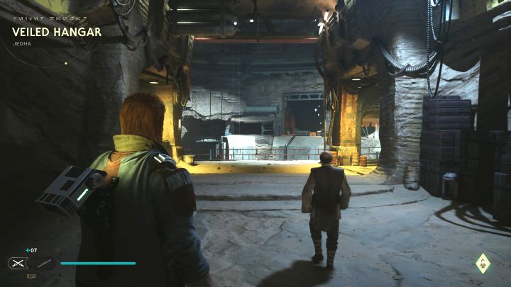 The Veiled Hangar is a location on the planet Jedha, which you will reach in the main storyline - Jedi Survivor: Reaching Cere in the Veiled Hangar puzzle - Puzzles - Star Wars Jedi Survivor guide