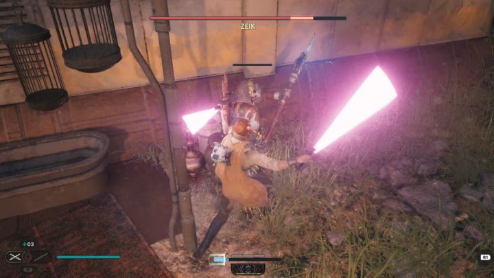 For regular attacks, use blocks and parry - the latter are great for counterattacks - Jedi Survivor: How to defeat the boss Zeik? - Bosses - Star Wars Jedi Survivor guide