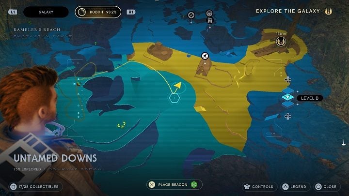 Exit the cave and head left toward the flying creature - Jedi Survivor: Untamed Downs - list of secrets (part 1) - Koboh - Star Wars Jedi Survivor guide