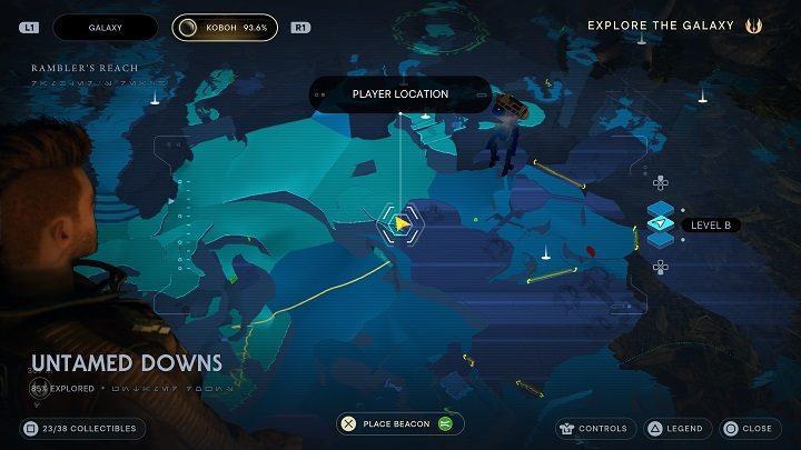 Take the path down (it is near the hole in the wall) and walk towards the cave by the water - Jedi Survivor: Untamed Downs - list of secrets (part 1) - Koboh - Star Wars Jedi Survivor guide