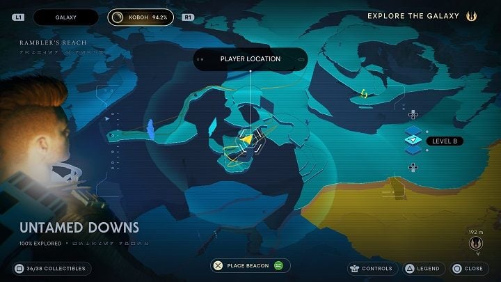Use the vines above you to get a level higher - Jedi Survivor: Untamed Downs - list of secrets (part 2) - Koboh - Star Wars Jedi Survivor guide