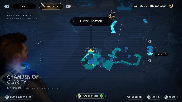 Behind the doorway, run across the wall and go forward - Jedi Survivor: Chamber of Clarity - list of secrets - Koboh - Star Wars Jedi Survivor guide