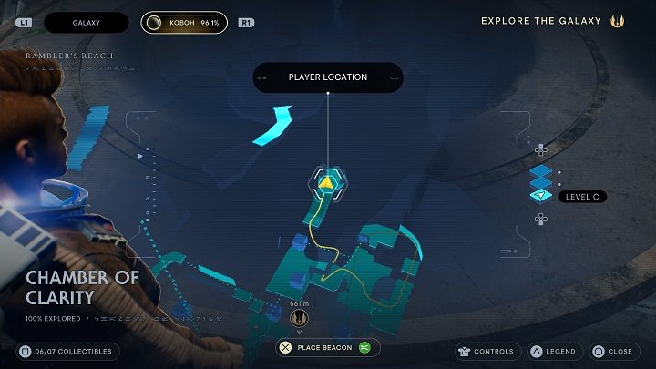 From Databank #4 location, Force Push a block nearby and return to the two blocks below - Jedi Survivor: Chamber of Clarity - list of secrets - Koboh - Star Wars Jedi Survivor guide