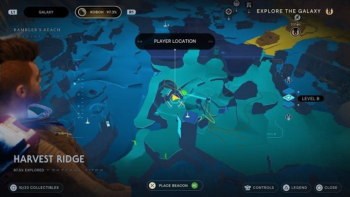 Turn around and you should see a damaged wall of the building - Jedi Survivor: Harvest Ridge - list of secrets - Koboh - Star Wars Jedi Survivor guide