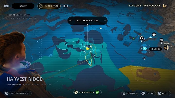 From Seed Pod #11 location, turn around and approach the runnable walls - Jedi Survivor: Harvest Ridge - list of secrets - Koboh - Star Wars Jedi Survivor guide