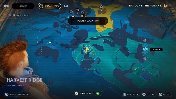 From Treasure #1 location, jump to a higher shelf and climb over the fence - Jedi Survivor: Harvest Ridge - list of secrets - Koboh - Star Wars Jedi Survivor guide