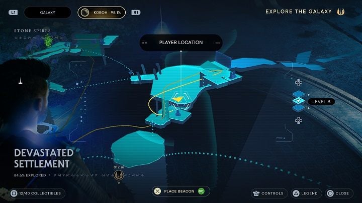 Take an orb with you and return to the passageway next to the wall you climbed up - Jedi Survivor: Devastated Settlement - list of secrets (Part 1) - Koboh - Star Wars Jedi Survivor guide