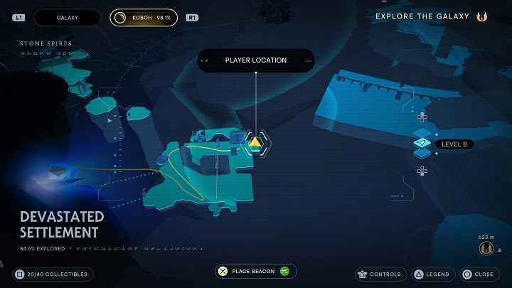 Grab the orb and enter a chamber through a nearby passage - Jedi Survivor: Devastated Settlement - list of secrets (Part 1) - Koboh - Star Wars Jedi Survivor guide