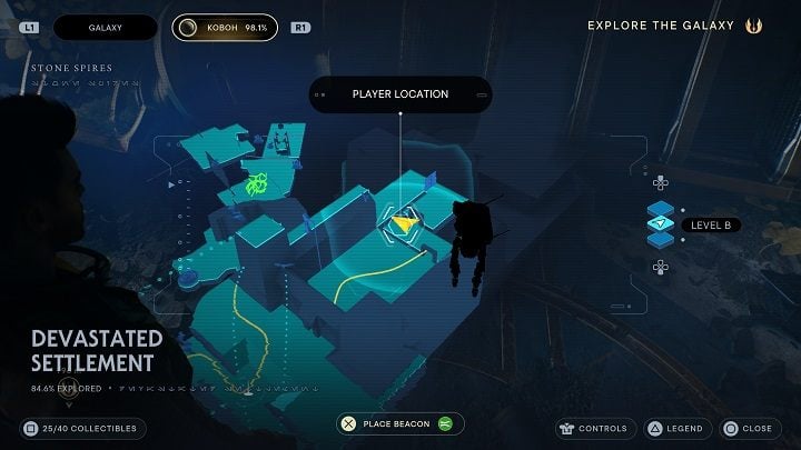 Use the door opposite to the entrance and go left - Jedi Survivor: Devastated Settlement - list of secrets (part 2) - Koboh - Star Wars Jedi Survivor guide