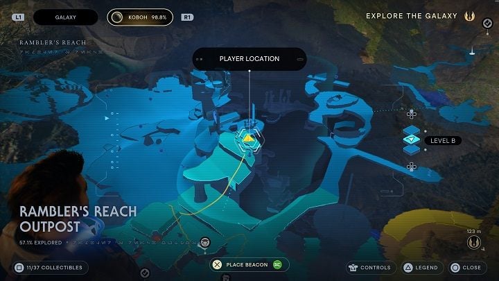 There are vines nearby if you move forward, which you can grapple to - Jedi Survivor: Ramblers Reach Outpost - list of secrets (part 1) - Koboh - Star Wars Jedi Survivor guide